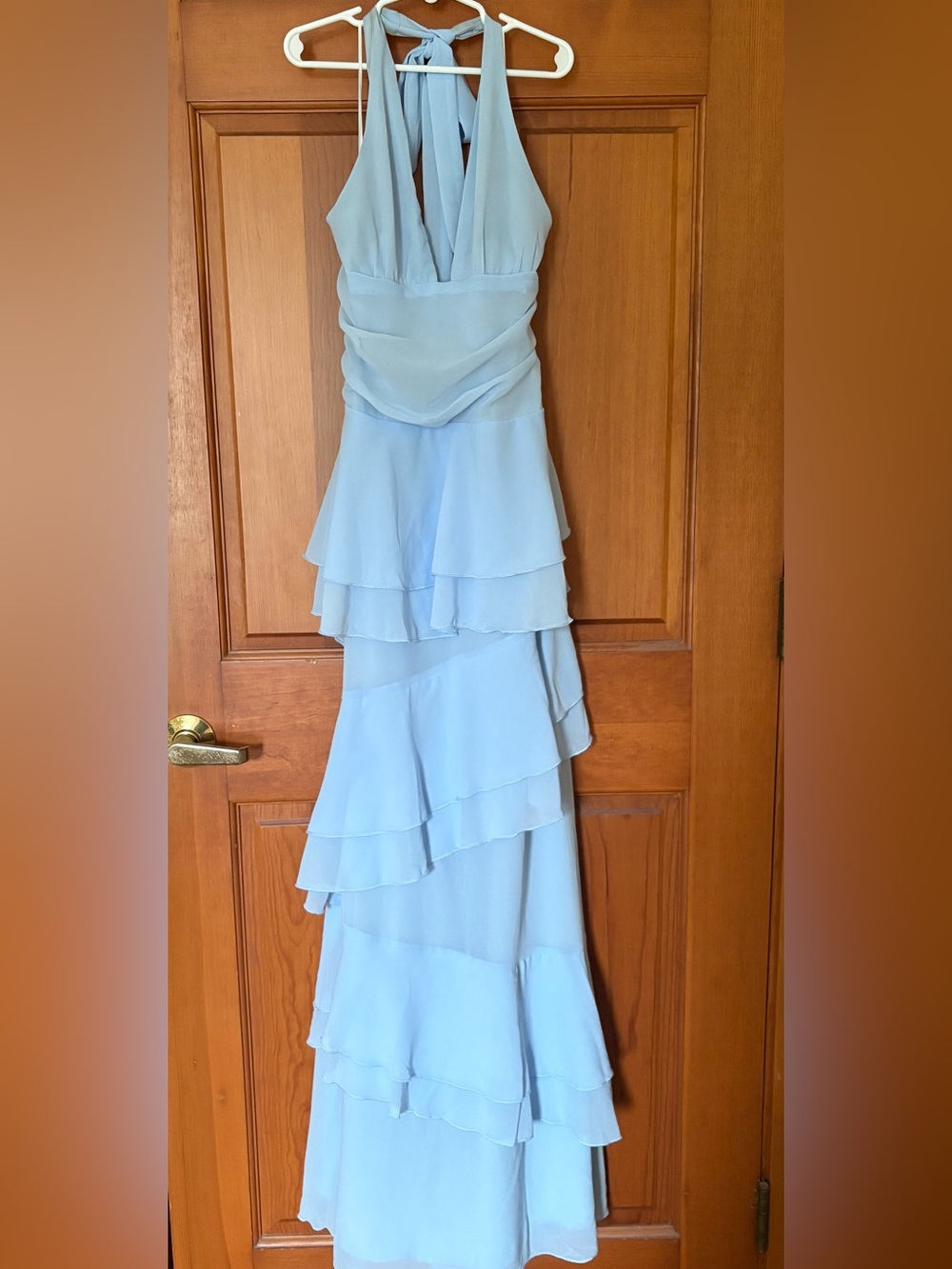 Hello Molly Light Blue Tiered Maxi Dress